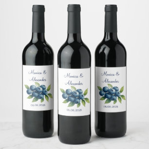 Étiquette Pour Bouteilles De Vin Myrtilles Mariage d'été Fruits Bleus