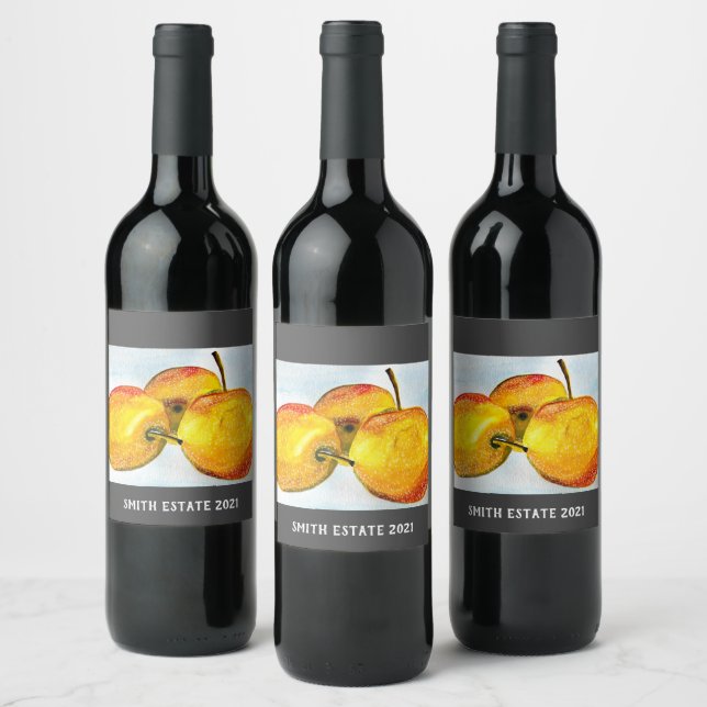 Étiquette Pour Bouteilles De Vin Nashi poire jaune aquarelle (Bouteilles)