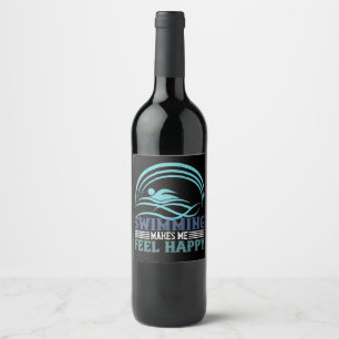 Étiquette Pour Bouteilles De Vin Natation - La natation me rend heureux