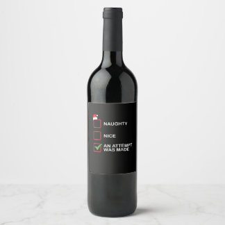 Étiquette Pour Bouteilles De Vin Naughty Nice Attempt Made Funny Christmas List 