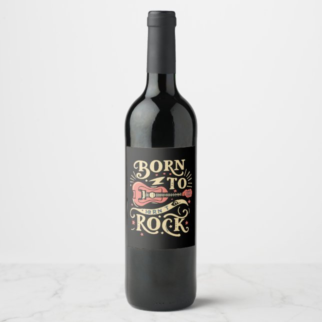 Étiquette Pour Bouteilles De Vin Né à Rock Electric Guitar (Devant)