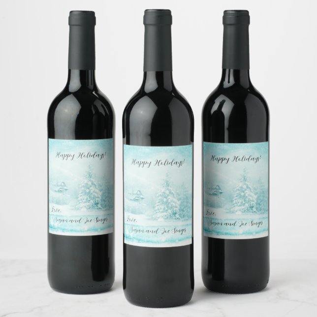 Étiquette Pour Bouteilles De Vin Neiges De Noël En Cacao Chaud Météo (Bouteilles)