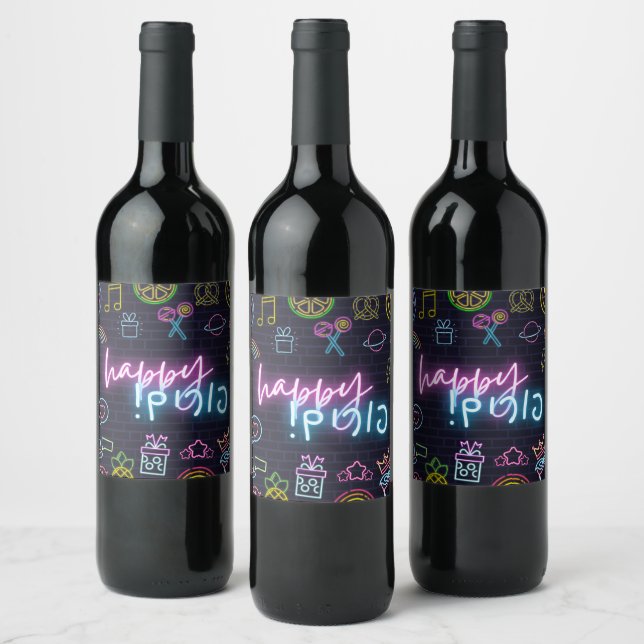 Étiquette Pour Bouteilles De Vin Neon Purim (Bouteilles)