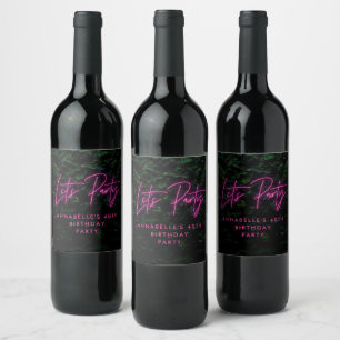 Étiquette Pour Bouteilles De Vin Neon rose funky moderne laisse la fête contempora