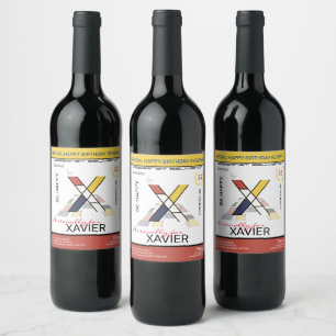 Étiquette Pour Bouteilles De Vin Neoplasticisme Art Abstrait Monogramme. Lettre X