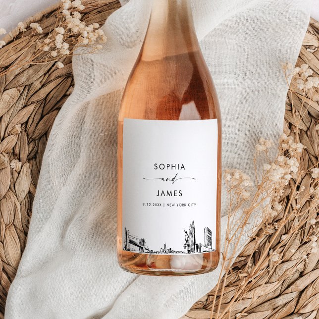 Étiquette Pour Bouteilles De Vin New York City NYC Skyline (Créateur téléchargé)