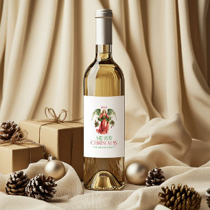 Étiquette Pour Bouteilles De Vin Noël Angel Joyeux Noël Typographie