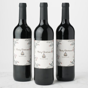 Étiquette Pour Bouteilles De Vin Noël Aquarelle Salutations