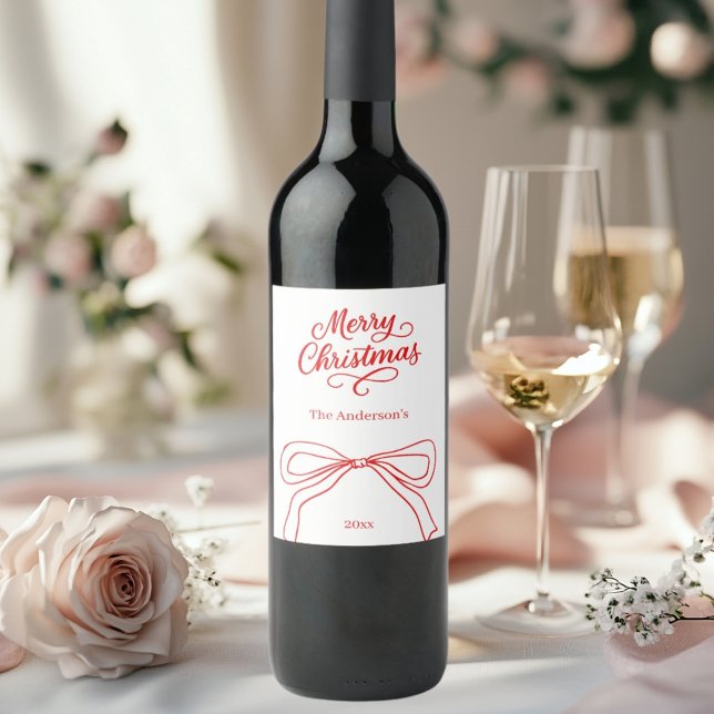Étiquette Pour Bouteilles De Vin Noël blanc rouge (Créateur téléchargé)