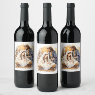 Étiquette Pour Bouteilles De Vin Noël de la Nativité