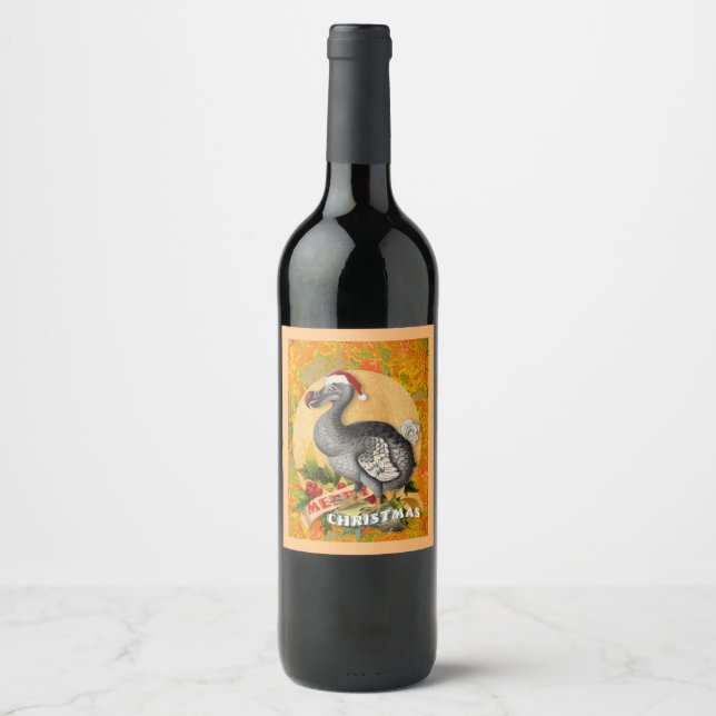Étiquette Pour Bouteilles De Vin Noël Dodo Bird (Devant)