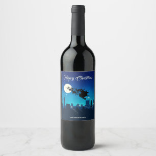 Étiquette Pour Bouteilles De Vin Noël du Père Noël Sleigh