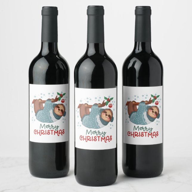 Étiquette Pour Bouteilles De Vin Noël Paresseux Fainéant (Bouteilles)