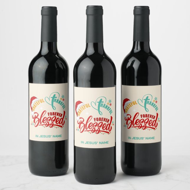 Étiquette Pour Bouteilles De Vin Noël RECONNAISSANT MERCI BÉNÉFICIÉ Christian (Bouteilles)