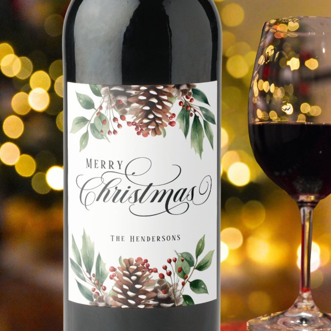 Étiquette Pour Bouteilles De Vin Noël rouge (Créateur téléchargé)