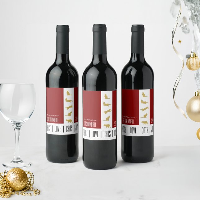 Étiquette Pour Bouteilles De Vin Noël Rouge Blanc Rouge Or (Créateur téléchargé)
