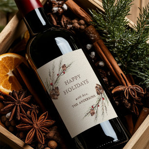 Étiquette Pour Bouteilles De Vin Noël Russe Pinecone