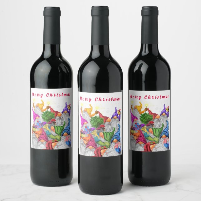 Étiquette Pour Bouteilles De Vin Noël Vin Étiquette Gnome Fête (Bouteilles)