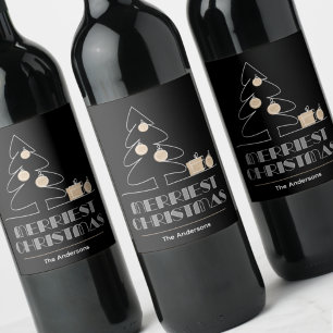 Étiquette Pour Bouteilles De Vin Noir de Noël le plus joyeux