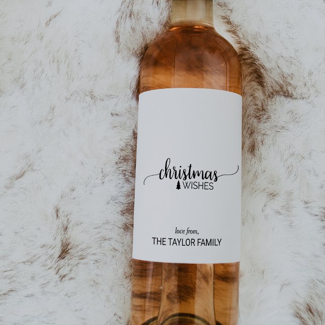 Étiquette Pour Bouteilles De Vin Noir et blanc simple Noël (Créateur téléchargé)