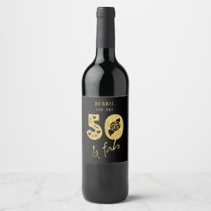 Étiquette Pour Bouteilles De Vin Noir et Or Glamour 50 et Décoration Fabuleuse