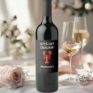 Étiquette Pour Bouteilles De Vin Nom de la citation de la fête du homard rouge noir