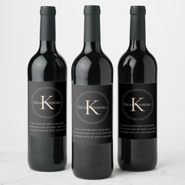 Étiquette Pour Bouteilles De Vin Nom de monogramme personnalisé sophistiqué (Bouteilles)