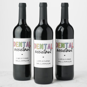 Étiquette Pour Bouteilles De Vin Nom personnalisé Dental Assistant Cadeau