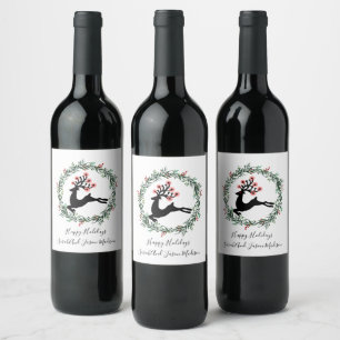Étiquette Pour Bouteilles De Vin Nom personnalisé Reinder Noël