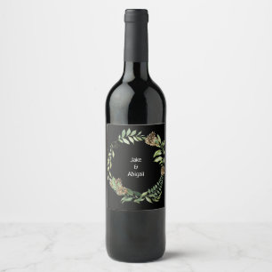 Étiquette Pour Bouteilles De Vin Noms de couple noir Chute Mariage Pine Cones de fe