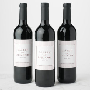 Étiquette Pour Bouteilles De Vin Noms élégants rayés rose