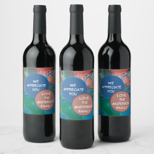 Étiquette Pour Bouteilles De Vin Nous Vous Apprécions De Family Blue Gem Gemstone