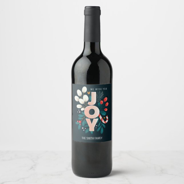 Étiquette Pour Bouteilles De Vin Nous Vous Souhaitons JOIR, Sucre de canne de Noël  (Devant)