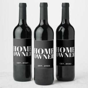 Étiquette Pour Bouteilles De Vin Nouveau propriétaire noir Année Réalisateur établi