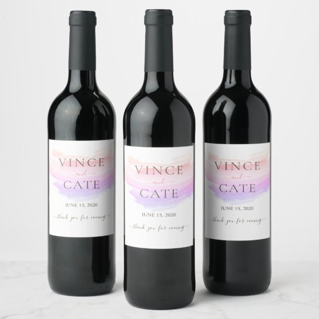 Étiquette Pour Bouteilles De Vin Nuances de rose Mariage d'aquarelle (Bouteilles)