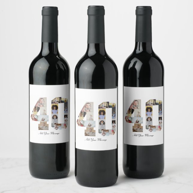 Étiquette Pour Bouteilles De Vin Numéro 40 - Collage photo (Bouteilles)