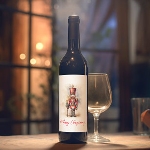 Étiquette Pour Bouteilles De Vin Nutcracker vintage & Joyeux Noël