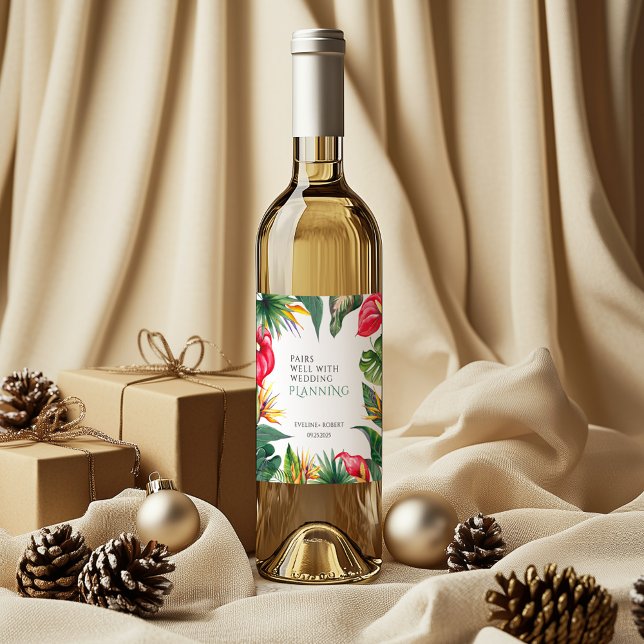 Étiquette Pour Bouteilles De Vin Oasis tropicale Mariage (Créateur téléchargé)