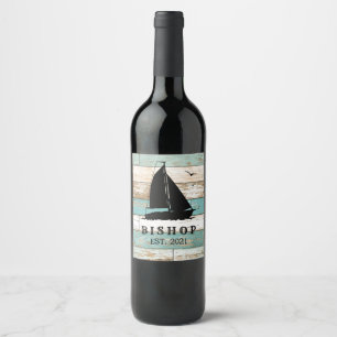 Étiquette Pour Bouteilles De Vin Océan rustique