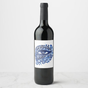 Étiquette Pour Bouteilles De Vin Oeil mal grec Abstrait avec clé grecque