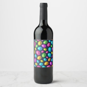Étiquette Pour Bouteilles De Vin Oeuf de Pâques/printemps de couleur vive/néon