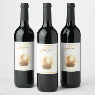 Étiquette Pour Bouteilles De Vin Œuf doré élégant Joyeuses Pâques au crayon