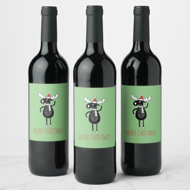 Étiquette Pour Bouteilles De Vin Oie de Noël lunatique (Bouteilles)