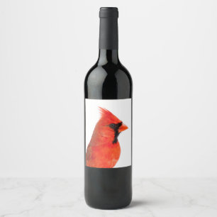 Étiquette Pour Bouteilles De Vin Oiseau cardinal rouge