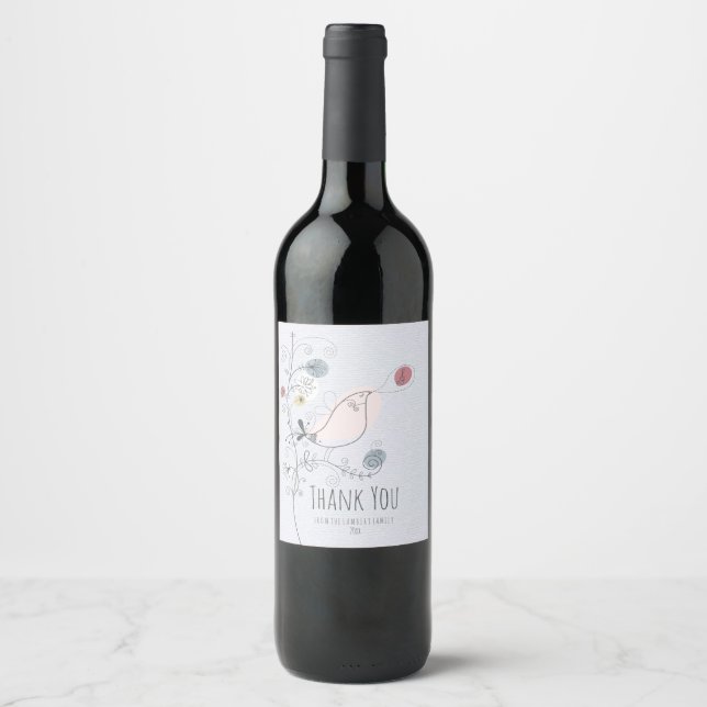 Étiquette Pour Bouteilles De Vin Oiseau chantant moderne (Devant)