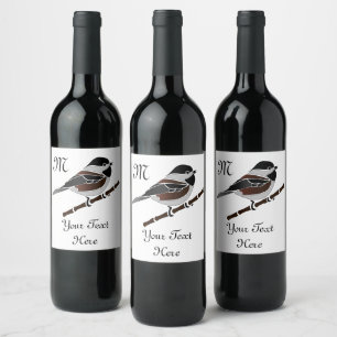 Étiquette Pour Bouteilles De Vin Oiseau de poulet à dos de châtaignier adorable
