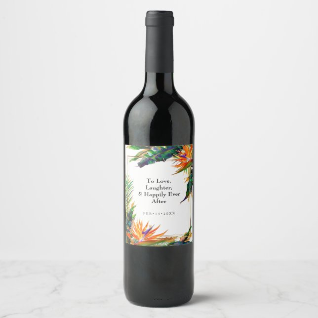 Étiquette Pour Bouteilles De Vin Oiseaux de Paradise Bliss (Devant)