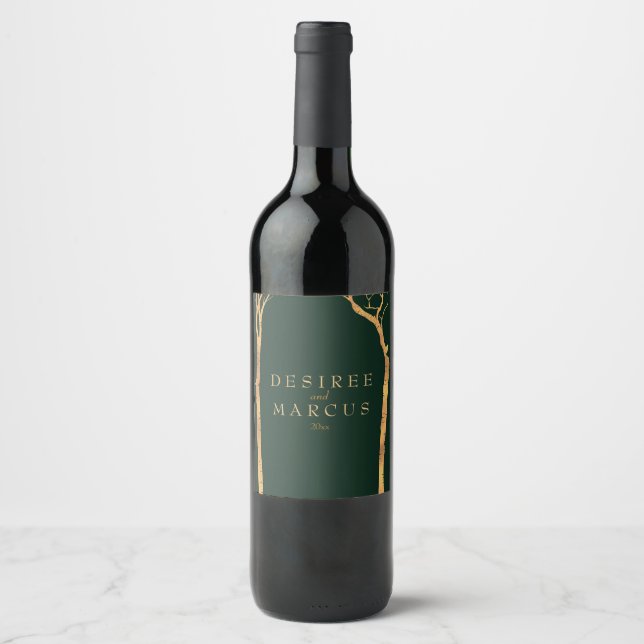Étiquette Pour Bouteilles De Vin Oiseaux d'or (Devant)