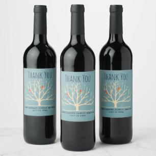 Étiquette Pour Bouteilles De Vin Oiseaux oranges modernes dans un grand arbre Réuni