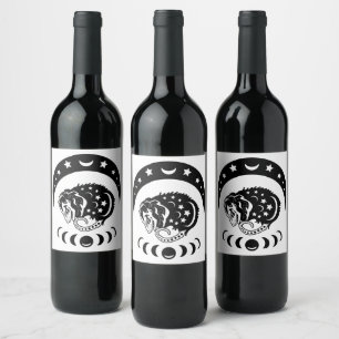 Étiquette Pour Bouteilles De Vin Opossum Cute Witchy
